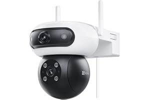 EZVIZ 8MP (4MP+4MP) Caméra Surveillance WiFi Extérieure à Double Objectif, Caméra Extérieure 360°, Vision Nocturne Couleur, Détection de Personne/Véhicule, Audio Bidirectionnel, Étanche, C90 Dual