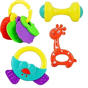 Galaxy Hi-Tech Baby Rattle Toys for Kids, Set of 4 Pcs - Colourful Lovely Attractive Rattles and Teether for Babies, Toddlers, Infants & Children Rattles Rattle Toys for Infants