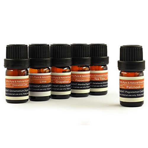Tkh Essential Oils Gift Set 6 100 Pure Aromatherapy Therapeutic Grade Cinnamon Leaflimegrapefruitpepperminttea Treepatchouli 5ml - 