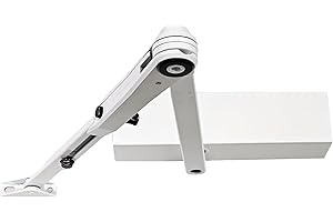 ALIRANTA GEZE TS 2000 V BC Weiß Gestängetürschließer für einflügelige Türen bis 1250 mm Flügelbreite mit ein und ausschaltbar Feststellgestänge 102447 und Montageplatte/Set 3 in 1