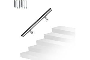 Randaco Rampe Escalier, Main courante acier inoxydable Rampe d'escalier rambarde pour l'intérieur et l'extérieur avec support mural et embouts, 50cm