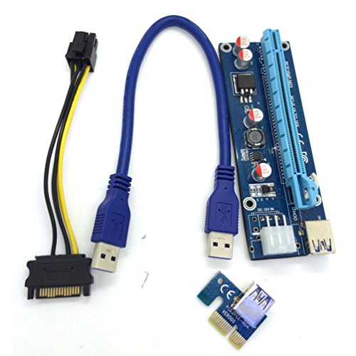 Bescita USB 3.0 PCI-E Express 1 X bis 16 x Extender Riser Card Adapter SATA 6Pin Kabel - 2