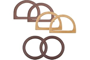 Osuter Asas para Bolsos de Madera,4 Piezas Asas Bolso en Forma de D e 2 Piezas Asas de Madera Redondas Repuesto para Bolso de Mano Monedero