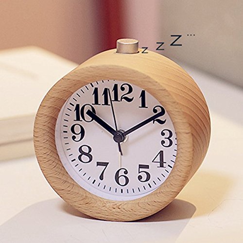 Holz Wecker WAYCOM Alarm Clock – Handgemachte Tischuhr – Snooze Buchenholz mit Nachtlicht - 4