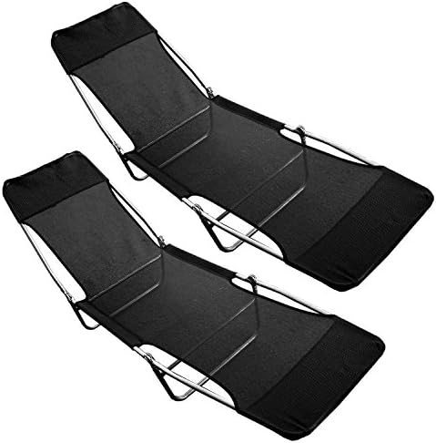 Pack of 2 Folding Outdoor Garden Sun Bed Textoline Lounger Recliner Relaxing Chair New