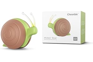 Cheerble Interaktives Katzenspielzeug mit LED-Leuchten, Wicked Snail, Elektrisches Spielzeug für Katzen, DC Aufladbares, Bewegliches Katzenspielzeug, Geschenke für Kätzchen, Braun