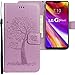 Produktbild CLM-Tech kompatibel mit LG G7 ThinQ Hülle, PU Leder-Tasche Schutzhülle mit Stand, Kartenfächern, Flip-Cover Lederhülle, Baum Eule lila