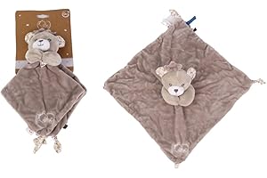 DODO D'AMOUR - Doudou Carré - Ours - 032490 - Beige - Polaire - Naissance - Peluche - Bébé - 29 cm x 29 cm - À Partir de 0 mois