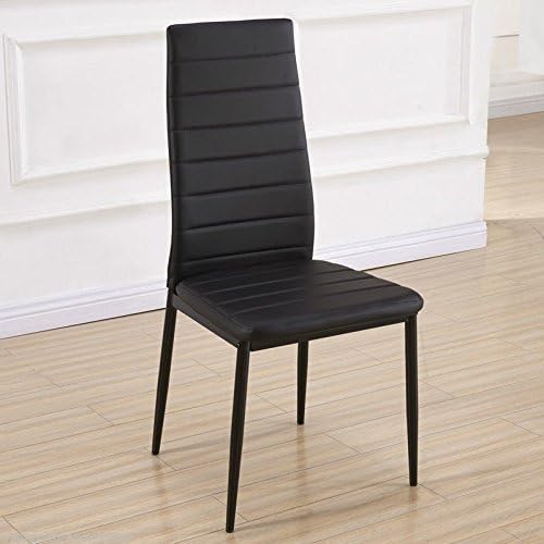 Furnitureboxuk “Milano” Designer Modern Room Table Chairs, Faux Leather, Black, Set of 6
