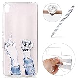 Felfy Hülle für Sony Xperia XA,Sony Xperia XA Handyhülle,Sony Xperia XA Transparent Hülle Schön Finger Muster Premium Weich Backcover Ultra Dünn Schutzhülle Durchsichtig Flexibel Klar Transparent Gel Silikon TPU Hülle Superdünn Stoßfest Tasche Etui Bumper für Sony Xperia XA + 1 x Silver Stylus + 1x Bling Dust Plug [Farbe Random]