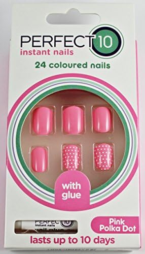 Perfect 10 Pink Polka Dot False Nail Tips