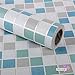 Produktbild dooxoo 44 x 200 cm Küche PVC Aluminium Folie self-adhensive Mosaik Aufkleber Öl Tapete Wand Aufkleber Badezimmer Spiegel Wasserdicht Wandtattoo (blau)