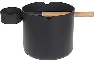 NOLLAM Saunakübel, handgefertigter Saunakübel aus Aluminium, 7 l Saunakelle mit Löffel, Löffelset Schöpfkelle Eimer für Camping, Outdoor, Reisen, Schöpfkelle Saunafass für Zuhause, Badezimmer, Spa