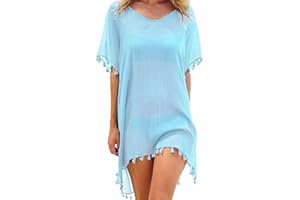 XIWCAFC Robe De Plage pour Femme Cache Maillot de Bain Sarongs en Crochet Été Plage Couvrir Sexy V-Cou Bikini Cover Up avec Gland Grande Taille Beachwear Kimono Plage