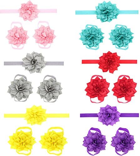 Lucky staryuan ® 6 Set Toddlers Lotus Leaf Headbands and Barefoot Flowers (baby beauty)