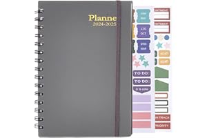 Belegao Diary 2024 A5 Weekly Calendar Planner, Spiral Notebook Elastic Band Plan Book Wirebound Monthly Weekly Tabs Academic Personal Life Organiser, 2024 to June.2025, 18 Months, Grey