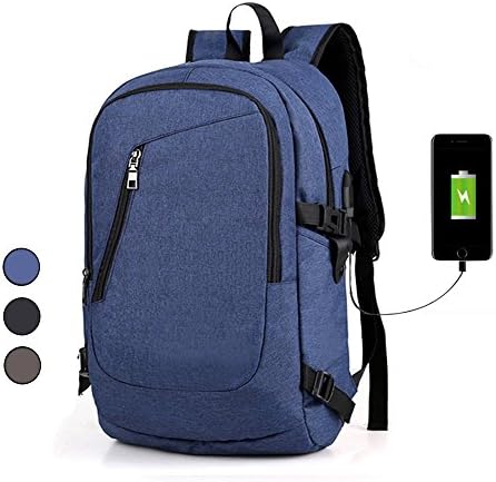 CHIKIENCALL Business Laptop Backpack with USB Charging Port Travel Shoulder Bag Fits 16 inch Lightweight laptop and Notebook Waterproof Men&amp;Women School Rucksack Knapsack Daypack College Bookbag