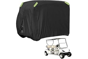 ‎BLUESHYHALL Blueshyhall Golfwagen Abdeckung, Golf Cart Cover Sonnen- UV- Schutz, Wetterfest aus 210D Polyester Stoff, Golfmobil Abdeckplane mit 4 Reflekt-Streifen, Reißverschlusstür