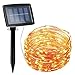 Price comparison product image AMIR Solar Powered String Lights 150 LED, 2 Modes Steady on/Flash Copper Wire Lights, Indoor/Outdoor Starry String Lights, Waterproof Solar Decoration Lights for Gardens, Homes, Parties (Warm White)