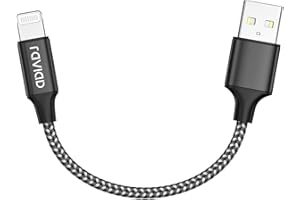 RAVIAD Cavo iPhone Corto, [Certificato MFi] 15CM Caricatore Lightning Carica Rapida Nylon Cavo Lightning per iPhone 14 13 12 11 Pro Max Mini XR XS X 8 7 6 Plus 6s 5 5s 5c SE 2020 - Nero