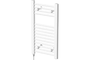 DuraTherm® 700 x 400mm Staight Electric Heated Towel Rail Radiator Bathroom Warmer Wall Mounted Ladder Rad, Manual 150W, White