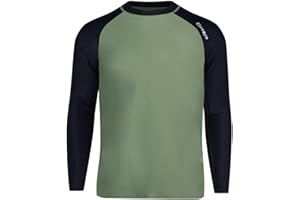 SURFEASY Men's Long Sleeve Rash Vest Swim Shirt, UPF 50+ Sun Protection Quick Dry Surf Swimming Fishing Hiking Shirts T-Shirt