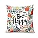 Produktbild Kissenhülle Kissenbezüge Kissenbezug QuadratVovotrade Thanksgiving Blumen Brief gedruckt "Happy" Slogan Cover Dekor Kissenbezug Sofa Taille Wurf Kissenbezug 45x45cm Unsichtbarer Reißverschluss für die Sicherheit Verpackung (E, 45x45cm)