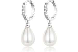 MASOP Perlenohrringe Creolen Silber 925/Gold Ohrringe Perlen Vergoldet für Damen Frauen Mädchen