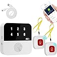 GraGra Wireless Caregiver Pager Call Button for the Elderly, Call Bell for the Elderly, Alert Call Buttons System for Elderly Patient Disabled Monitoring (2 Call Buttons + 1 Receiver)