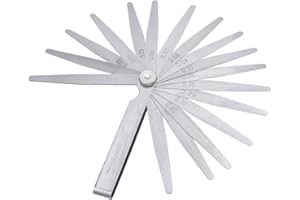 Mesee 17 Blades Metric Feeler Gauge, 0.02-1.00mm Stainless Steel Gap Measuring Tool for Gap Width and Thickness Measurement