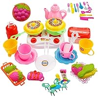 Amitasha Kitchen Utensils Tea Party Pretend Food Playset for Kids