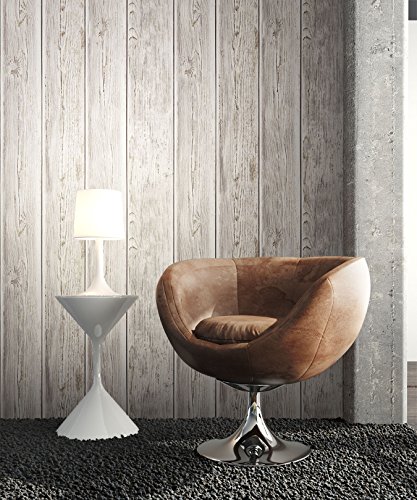 Holztapete Vinyl Braun Natur , schöne edle Tapete im Holzwand Design , moderne 3D Optik für Wohnzimmer, Schlafzimmer oder Küche inklusive Newroom Tapezier Ratgeber mit Tipps für perfekte Wände - 2