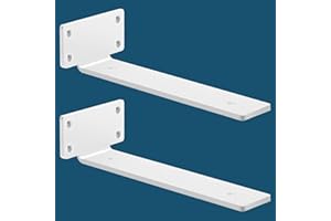 MLOQI 2 Piezas Escuadras para Estanterias, Soportes para Estantes, Escuadras Metalicas de L, Grueso de 5 mm con Tornillos Capacidad de Carga 50 kg (Blanca 30 cm)