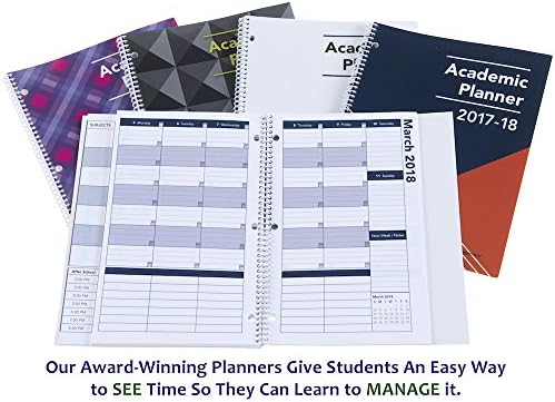 2017/2018, A Tool for Time Management Academic Diary, Weekly and Monthly Student Planner Student Task, on Time on Track, 8.5 x 11 – Blue/Orange, Family Choice Award Winner