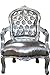 Casa Padrino Baroque highchair silver leather look / Silver - Armchair