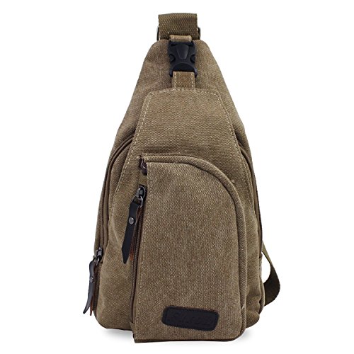 PsmGoods® Viajes hombres del bolso de hombro del ocio de bolsillo Senderismo Mochila pecho bolsa Sling Caqui