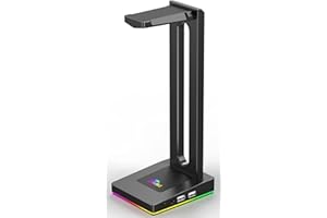 njsj Support Casque, RGB Gaming Headset Stand USB Hub Porte Casque avec Hub USB 2 Ports Support Casque Gamer avec Son Ambiophonique 7.1 Rétroéclairé - Noir