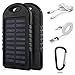 Produktbild WATERPROOF Solar Power Bank Ladegerät 6000mAh microUSB Externe Akku iPhone Android IP65 Stoßfeste Staubdicht Tragbare Energienbank Handy-Ladegerät mit LED + 2x Kabel