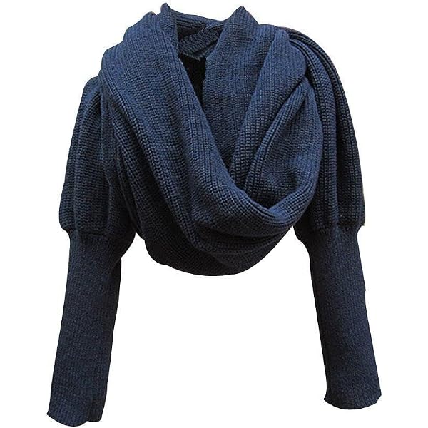 Écharpe Tricotée Avec Manches Pour Femme - Poncho D'hiver Chaud, Cape En Laine, Couleur Unie