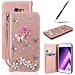 Produktbild GrandEver Hülle Compatible with Galaxy A5 2017 Glitzer Leder 3D Strass Handyhülle Lederhülle Wallet Flip Case mit Silikon Cover Innere Stand Kreditkarte Slots Magnet Etui und Pen - Rosegold