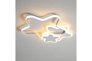 SCHINDORA Lampa sufitowa LED, 50 CM 30 W ściemnialna lampa do pokoju dziecięcego z pilotem, dziecięca naturalna gwiazda Elementy lampy sufitowe pasujące do dziecięcej sypialni i salonu