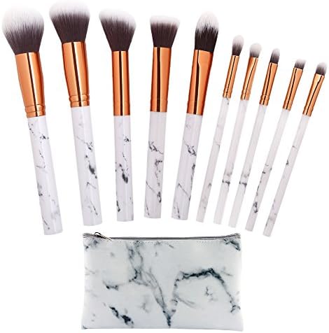 Bromose 10pcs Makeup Brushes Set Powder Blush Foundation Eye Shadow Eyebrow Lip Brushes With Cosmetic Brush Bag