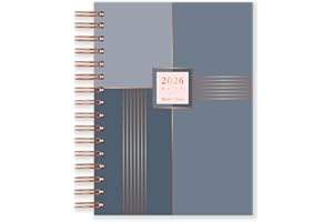 Matilda Myres 2026 A5 Day a Page Diary - January to December - Hardback Covers - Rose Gold Wiro Binding - Year Planners - Lies Flat While Writing - Grey