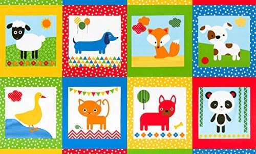Animal Quilting Kids Fabric Panel - Primary - RK214 Urban Zoologie by Ann Kelle for Robert Kaufman - 100% Cotton (RK214 Primary)