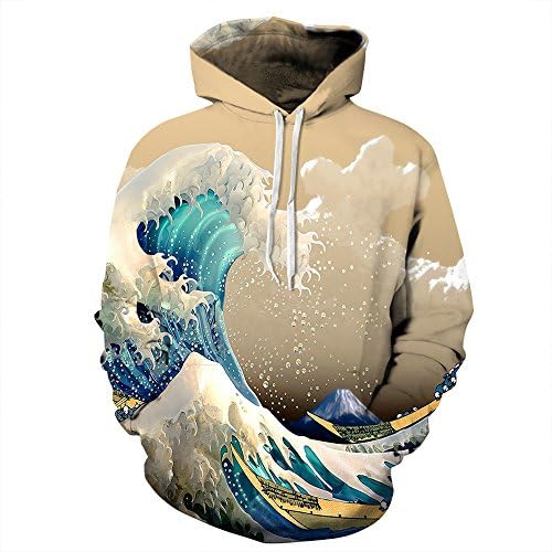 Brand 3d Hoodies Men/women Print Sea Wave Pattern Sweatshirts Polyester Hoody Long Sleeve Hooded Outwear New Sweatshirt,qydm138,XXXL