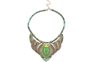 YAZILIND Collane bohemien stile etnico grosso colorato festival etnico tribale perline collare girocollo costume collana gioielli (1) (1912N0036/0501)