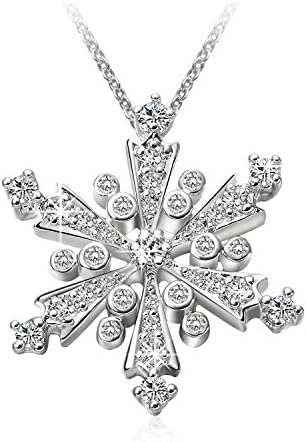 Fancydeli “Snow Fairy” Women Necklace Chain Snowflake Pendant with Austrian Crystals for Mom Lady Girlfriend Mother Girls