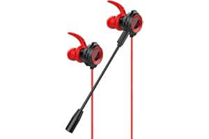 HSHDUTI Gaming Headset, 3,5 mm Gaming Headset In-Ear Gaming Kopfhörer mit Mikrofon Universal Gaming Ohrhörer für mobile Gaming PS4 PC Xbox One Laptop Mac Schwarz Rot