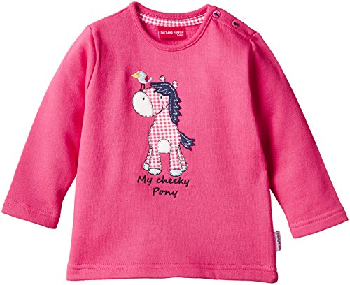 SALT AND PEPPER Baby Girls B Sweat my Pony cheeky Pony Plain Crew Neck Long Sleeve Sweatshirt, Pink (magenta 880), 3-6 Months (Manufacturer size: 68)