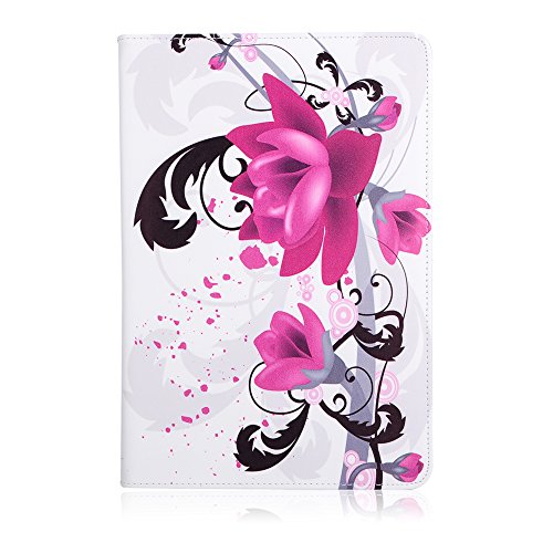 Galaxy Tab A 9.7 T550 Hülle, Deenor Oil painting Design Flip Tasche PU Leder Abdeckung Stand Schutzhülle für Samsung Galaxy Tab A 9.7 SM-T550. (Ink lotus) - 2